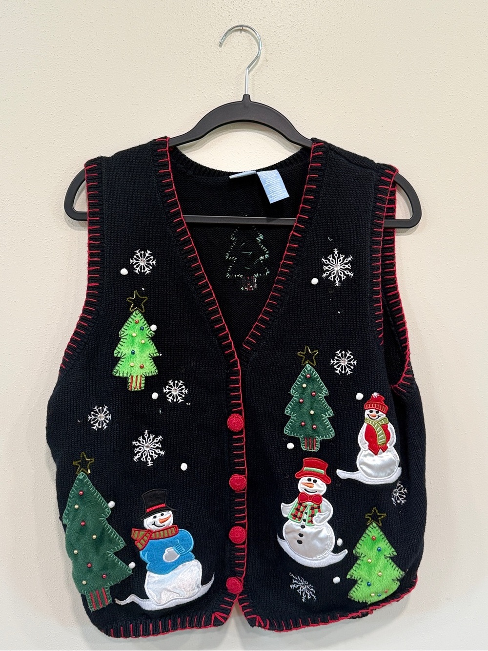 Holiday Editions Classic Festive Snowman & Tree Holiday Sweater Vest Size XL